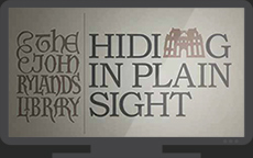 Video still from the opening credits of John Rylands - Hiding in Plain Sight